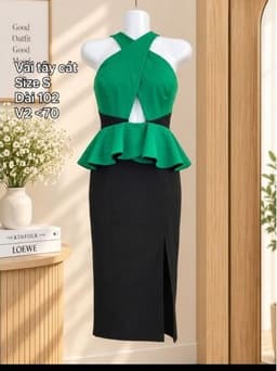 [2hand] Đầm tiệc kiểu phối xanh đen vải tây cát dày dặn lên form đồ si 3