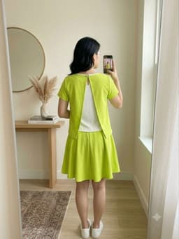 [2hand] Set áo váy màu xanh neon nổi bật size S quần áo si 2