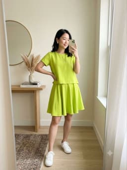 [2hand] Set áo váy màu xanh neon nổi bật size S quần áo si 1