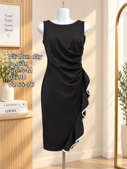 [2hand] Đầm tiệc body đen kiểu xẻ tà sau size S M thanh lý 2