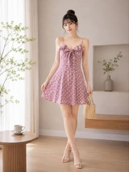 [2hand] Váy 2 dây thiết kế tím chấm bi size S si tuyển 1