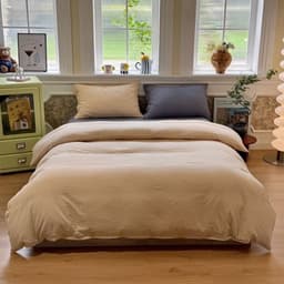 Bộ vỏ chăn ga gối Caro cài khuy vải cotton đũi mềm mịn,bộ 4 món vỏ thay thế dễ dàng vệ sinh 7