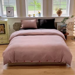 Bộ vỏ chăn ga gối Caro cài khuy vải cotton đũi mềm mịn,bộ 4 món vỏ thay thế dễ dàng vệ sinh 9