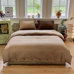 Bộ vỏ chăn ga gối Caro cài khuy vải cotton đũi mềm mịn,bộ 4 món vỏ thay thế dễ dàng vệ sinh 8