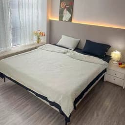 Bộ vỏ chăn ga gối Caro cài khuy vải cotton đũi mềm mịn,bộ 4 món vỏ thay thế dễ dàng vệ sinh 3