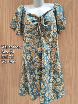 [2hand] Váy xanh hoa nhí vàng size M đầm secondhand hàng si đồ thanh lý 2