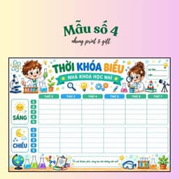 Thời khoá biểu A4 ép platic cho bé viết xoá được mua 1 lần dùng cả năm màu sắc bắt mắt Mẫu số 2 anhug print & gift 4