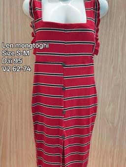 [2hand] Váy 2 dây len mongtoghi kẻ ngang đỏ đen body hàng si đầm thanh lý 2