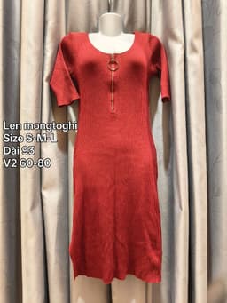 [2hand] Đầm body mongtoghi đỏ đô tay lỡ khoá kéo trước 3