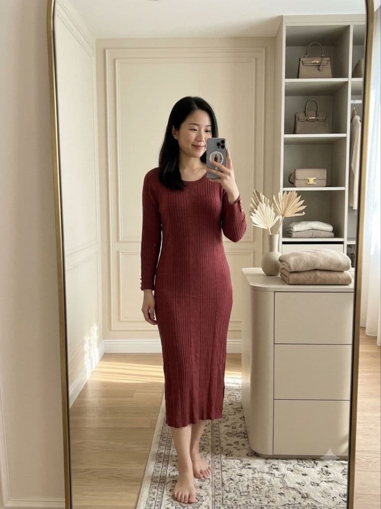 [2hand] Váy len mongtoghi body dài tím mận freesize