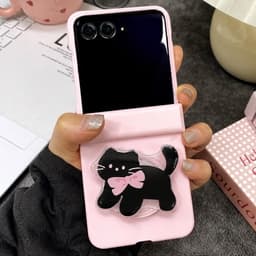 [CÓ SẴN] Ốp ZFLIP 8 - Z FLIP 7 - Z FLIP6 - FLIP5 5G popsocket / giá đỡ mèo cute kèm dây đeo và thanh bảo vệ bản lề 6