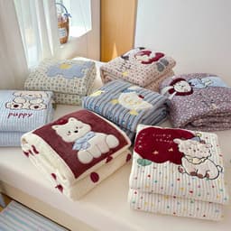 Bộ chăn ga gối 4 món Nỉ nhung mịn thêu hoạ tiết cute,mặt nhung ấm áp mềm mịn giữ nhiệt tốt êm êm shop 6