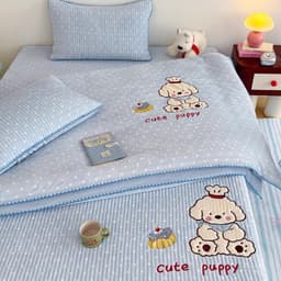 Bộ chăn ga gối 4 món Nỉ nhung mịn thêu hoạ tiết cute,mặt nhung ấm áp mềm mịn giữ nhiệt tốt êm êm shop 2