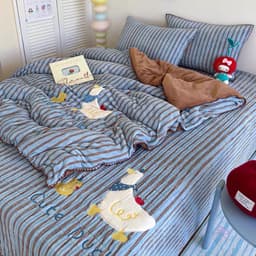 Bộ chăn ga gối 4 món Nỉ nhung mịn thêu hoạ tiết cute,mặt nhung ấm áp mềm mịn giữ nhiệt tốt êm êm shop 3