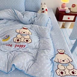 Bộ chăn ga gối 4 món Nỉ nhung mịn thêu hoạ tiết cute,mặt nhung ấm áp mềm mịn giữ nhiệt tốt êm êm shop 9