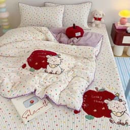Bộ chăn ga gối 4 món Nỉ nhung mịn thêu hoạ tiết cute,mặt nhung ấm áp mềm mịn giữ nhiệt tốt êm êm shop 8