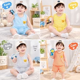 Bộ thun lạnh ba lỗ cho bé trai và bé gái ba lỗ sọc mềm mát 6-16kg chất đẹp , bộ ba lỗ bé trai 6