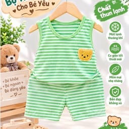 Bộ thun lạnh ba lỗ cho bé trai và bé gái ba lỗ sọc mềm mát 6-16kg chất đẹp , bộ ba lỗ bé trai 5