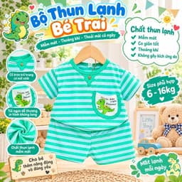Bộ thun lạnh tay ngắn sọc cho bé trai và bé gái, đồ thun lạnh cho bé chất mềm mát 6-16kg thiết kế đẹp 5