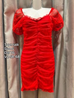 [2hand] Váy đầm body tuyn lưới thun đỏ size S 2