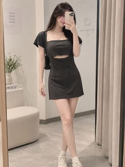 [2hand] Đầm váy body thun gân đen size S 1
