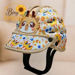Nón Bảo Vệ Đầu Cho Bé Có Vành Lưỡi Trai Che Nắng - Mũ Bảo Vệ Đầu Bé Tập Ngồi Xe 9