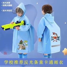 ÁO MƯA TRẺ EM TỪ 4 TUỔI ĐẾN 13 TUỔI , ĐEO ĐƯỢC CẶP SÁCH , CÓ TẤM CHE MẶT , PHẢN QUANG SAU LƯNG ÁO CAO CẤP 9