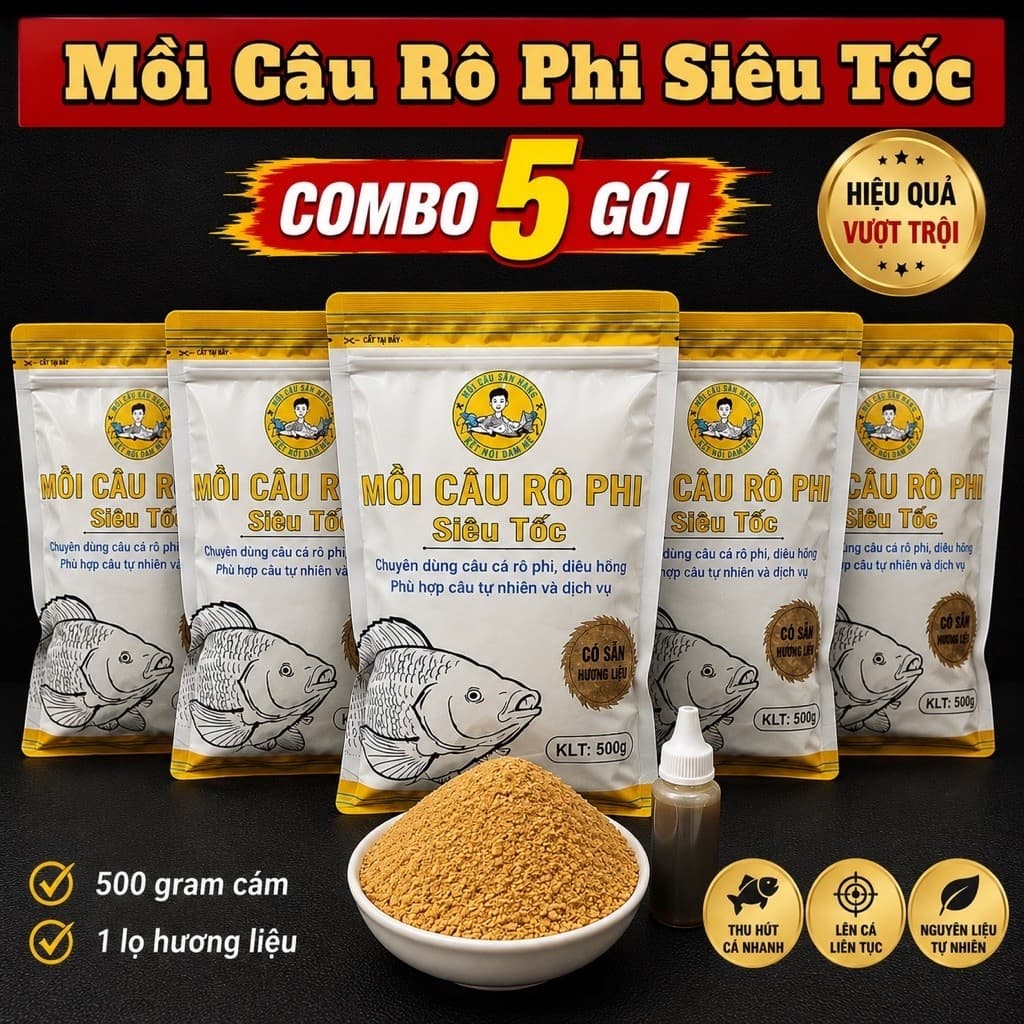 [BĐSH] Mồi Câu Rô Phi Siêu Tốc 500g – Mồi Rô Phi Tự Nhiên, Siêu Nhạy – Kèm Hương Liệu