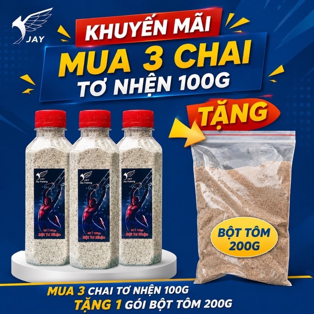 [Khuyến Mãi] Mua 3 lọ tơ nhện Jay 100g Tặng thêm 1 gói bột tôm 200g