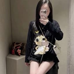 Áo Thun Coton Giấy Mỏng Nhẹ Mát In Hình Cô Gái Thủi Bóng Dễ Thương, From Thụng Rộng 4