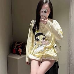 Áo Thun Coton Giấy Mỏng Nhẹ Mát In Hình Cô Gái Thủi Bóng Dễ Thương, From Thụng Rộng 6