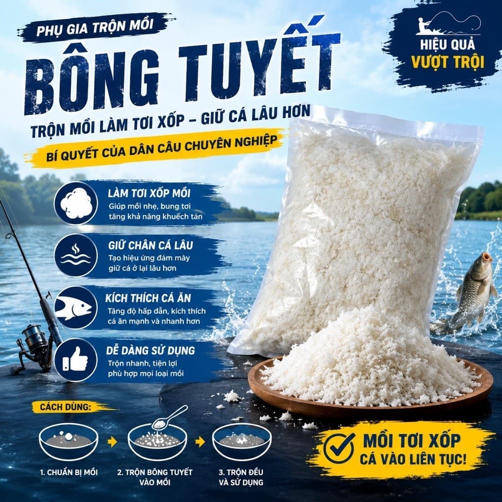 [Hàng loại 1] Bông tuyết trắng phau - cánh to - trộn mồi câu cá