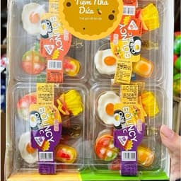 Khay 20 hộp kẹo dẻo 4 ngăn boncy  đồ ăn siêu ngon, kẹo dẻo hình đồ ăn dễ thương 4 ngăn  Snack Food Chua Ăn Vặt Candy 1