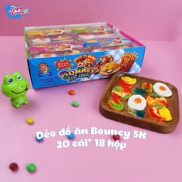 Khay 20 hộp kẹo dẻo 4 ngăn boncy  đồ ăn siêu ngon, kẹo dẻo hình đồ ăn dễ thương 4 ngăn  Snack Food Chua Ăn Vặt Candy 5