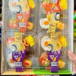 Khay 20 hộp kẹo dẻo 4 ngăn boncy  đồ ăn siêu ngon, kẹo dẻo hình đồ ăn dễ thương 4 ngăn  Snack Food Chua Ăn Vặt Candy 3