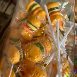 Sỉ hộp 50 xiên kẹo dẻo hamburger ăn vặt, xiên kẹo 2k, kẹo hamburger 2k xiên dẻo 4