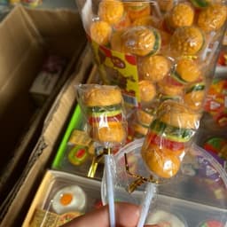Sỉ hộp 50 xiên kẹo dẻo hamburger ăn vặt, xiên kẹo 2k, kẹo hamburger 2k xiên dẻo 5