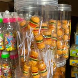 Sỉ hộp 50 xiên kẹo dẻo hamburger ăn vặt, xiên kẹo 2k, kẹo hamburger 2k xiên dẻo 7