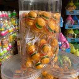Sỉ hộp 50 xiên kẹo dẻo hamburger ăn vặt, xiên kẹo 2k, kẹo hamburger 2k xiên dẻo 2