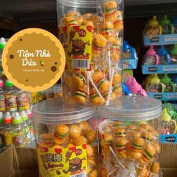 Sỉ hộp 50 xiên kẹo dẻo hamburger ăn vặt, xiên kẹo 2k, kẹo hamburger 2k xiên dẻo 1