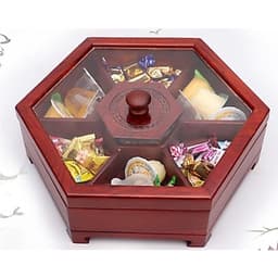Khay Đựng Bánh Kẹo, Khay Bánh Kẹo, Khay Mứt Lục Giác Cao Cấp, Khay Gỗ Hương Giá Rẻ 4