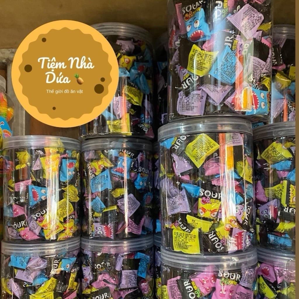 Sỉ ( Lọ hơn 100c ) Kẹo Siêu Chua SOUR, Ăn Vặt Cổng Trường Candy Snack