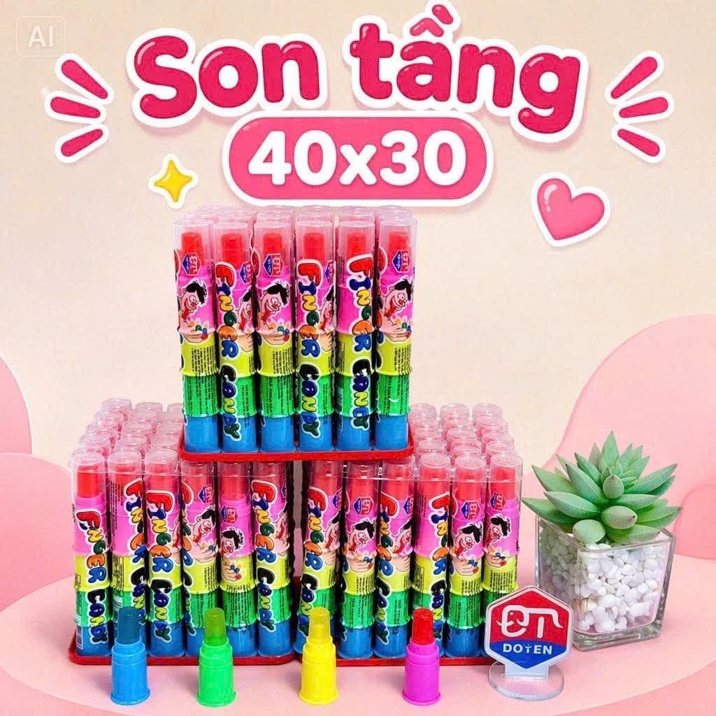 Sỉ hộp 30 thỏi kẹo mút ngón tay son môi, kẹo son môi, kẹo mút son ngón tay, kẹo mút 5 ngón