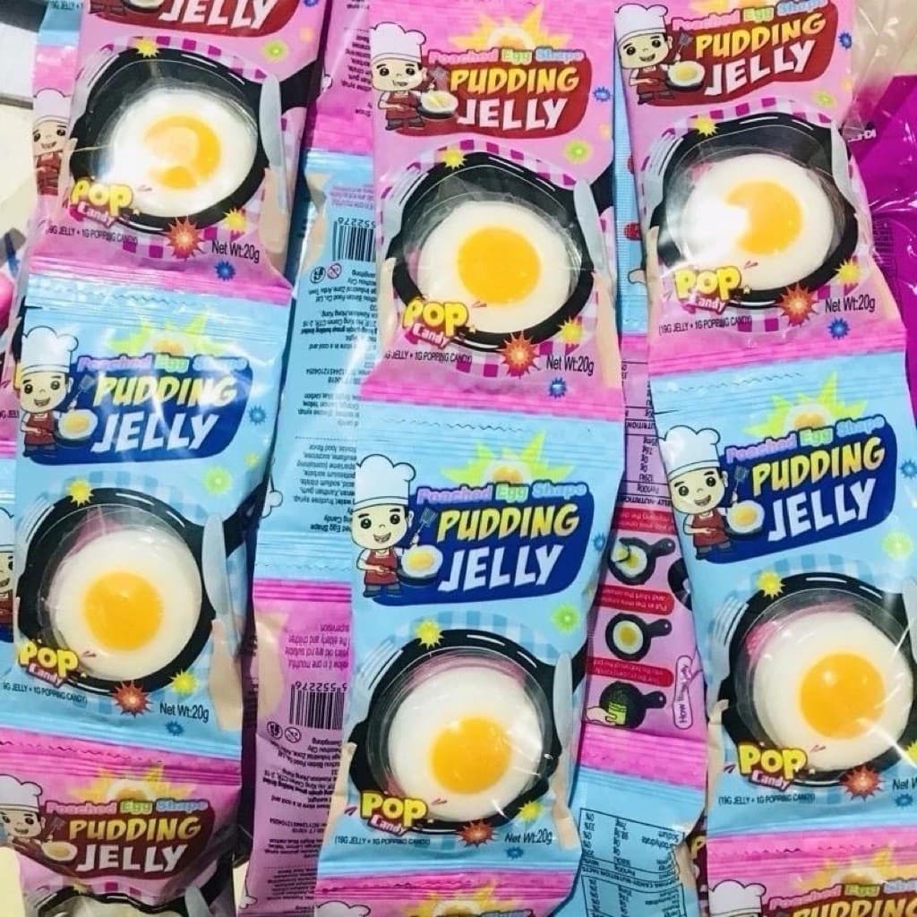 (Bán sỉ) Bịch 40 gói Thạch trứng ốp la kèm kẹo nổ mỗi gói 26 gr siêu ngon cho bé food Snack Ăn Vặt