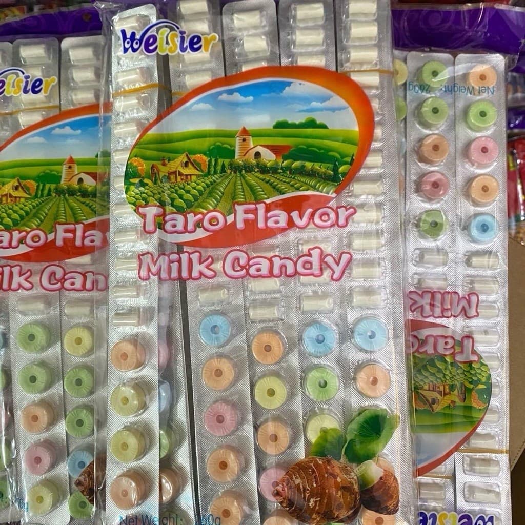 1 Bịch 20 Thanh Kẹo Sữa Vị Khoai Môn (Thanh 20 Viên* 20 Thanh) Snack Ăn Vặt Candy Food Chua