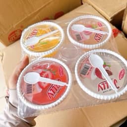 Sỉ khay 5 cốc thạch trái cây kèm thìa 140gr, khay 5 cốc thạch trái cây nhiều vị hoa quả, cốc thạch kèm thìa Food Ăn Vặt 1