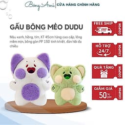 Gấu bông mèo dudu má phính đáng yêu 40cm, đồ chơi hình mèo nhồi bông mềm mại 1