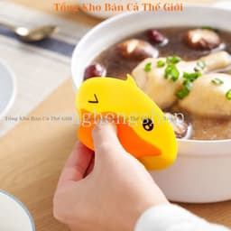 SET2 lót tay silicone Chống Bỏng Chịu Nhiệt Hình Vịt Vàng Hoạt Hình Cho Nhà Bếp, tiện dụng 3