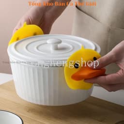 SET2 lót tay silicone Chống Bỏng Chịu Nhiệt Hình Vịt Vàng Hoạt Hình Cho Nhà Bếp, tiện dụng 1