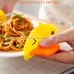 SET2 lót tay silicone Chống Bỏng Chịu Nhiệt Hình Vịt Vàng Hoạt Hình Cho Nhà Bếp, tiện dụng 4